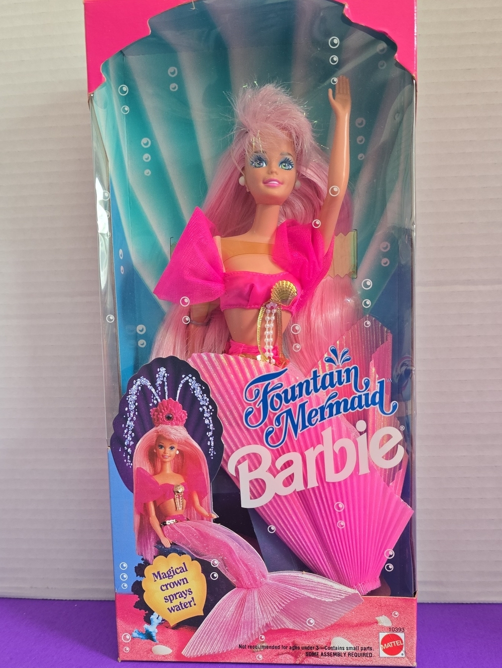 1993 Barbie Fountain Mermaid Doll – Bright Pink Mermaid Gown